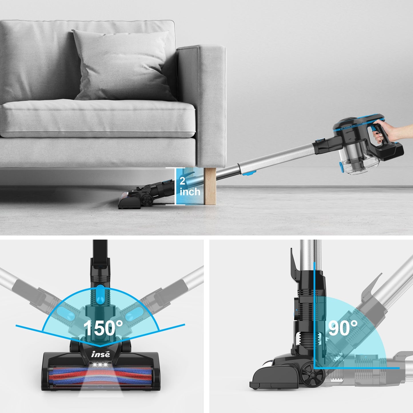 INSE N5S Cordless Vacuum Cleaner 6-in-1 Rechargeable Lightweight Stick Vacuum