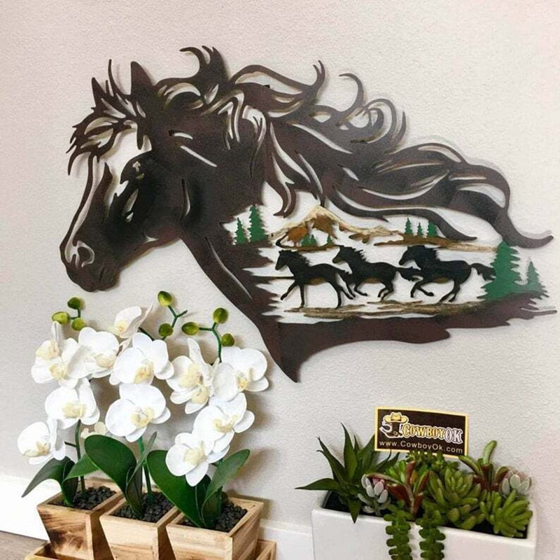 Metal Horse Shadow Wall Decoration