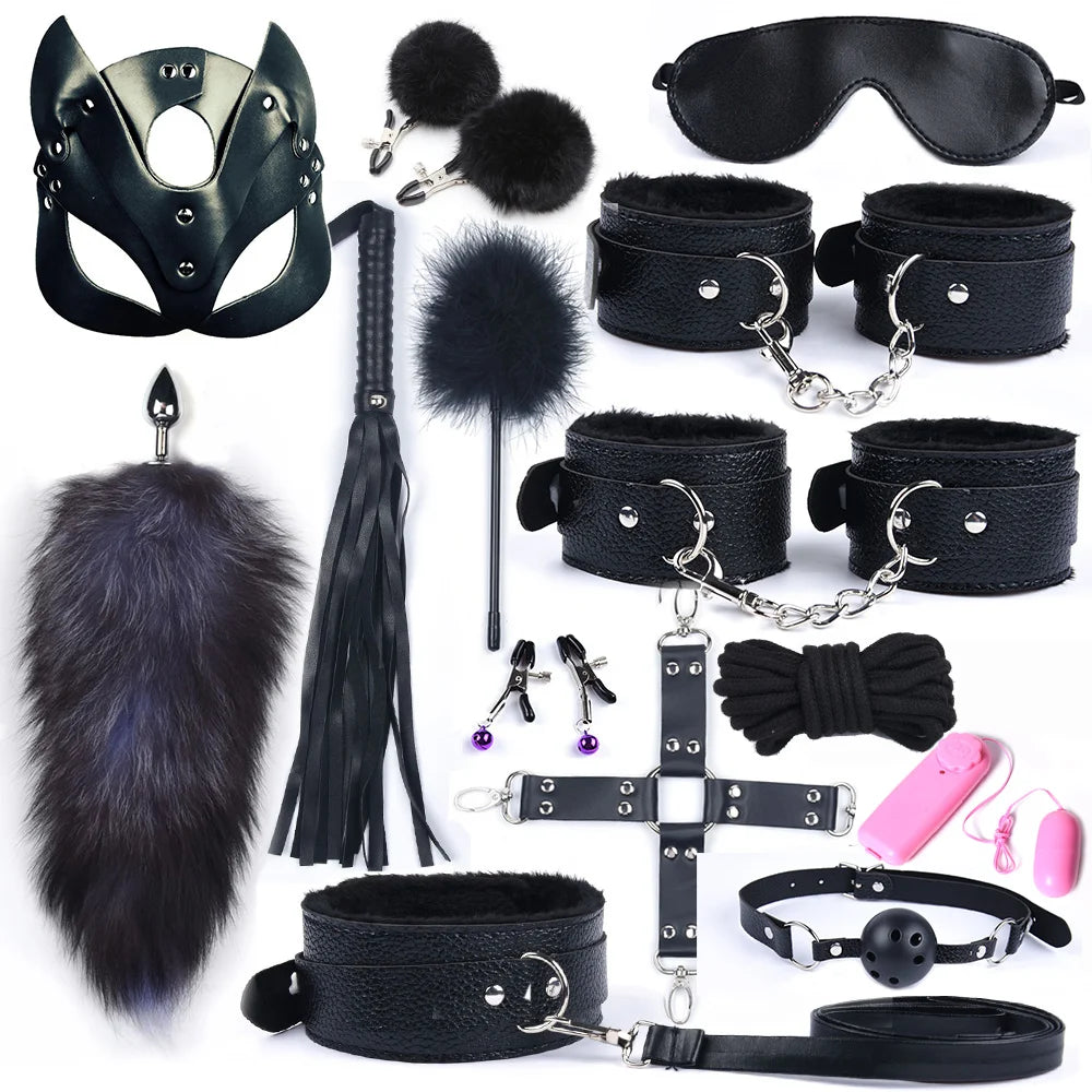 40CM Long Fox Tail Anal Plug BDSM Sex Bondage Adult Sex Toys for Women Sex Handcuffs Whip Mask Adult Games