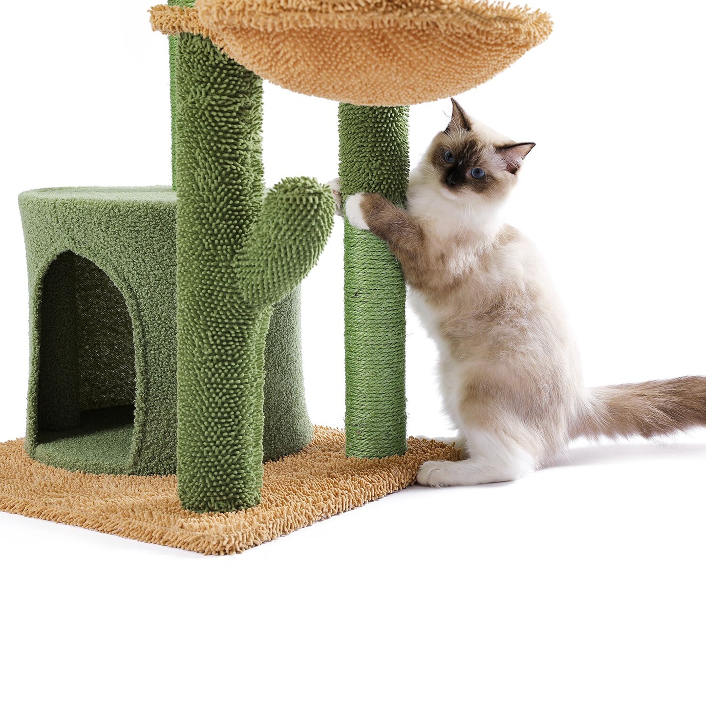 Cat Tree Tower Cat's House with Scratching Post Cute Cactus Play House