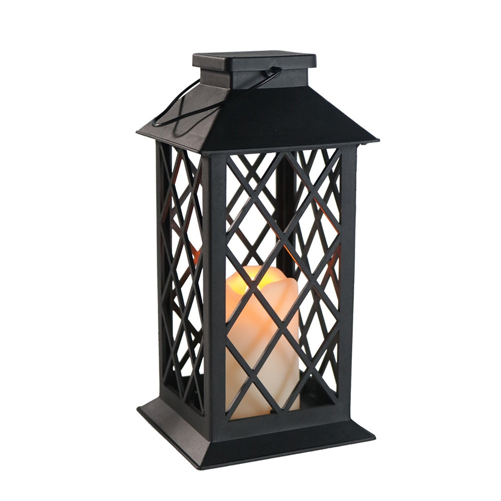 Retro Lantern Candle Twinkle Lamp LED Solar Light Waterproof