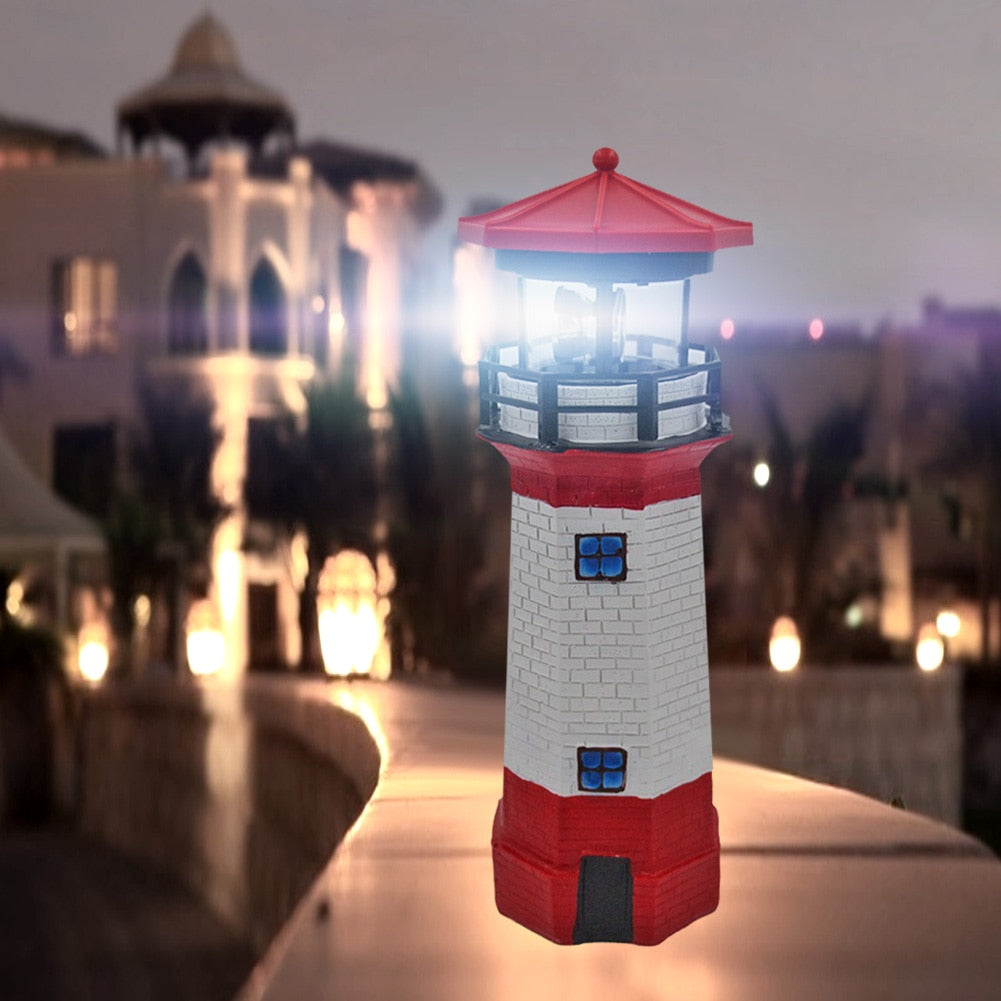 Lighthouse Shape Solar LED Light Garden Fence Yard Outdoor Decoration