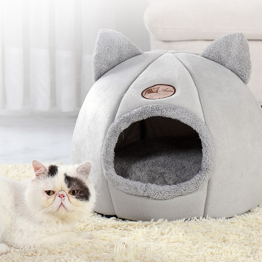 Winter Cat Bed Puppy Dogs Basket for Cat‘s House Deep Sleep Pet Tent Cozy Cave Beds Pet Indoor Cat Supplies Fun Toys