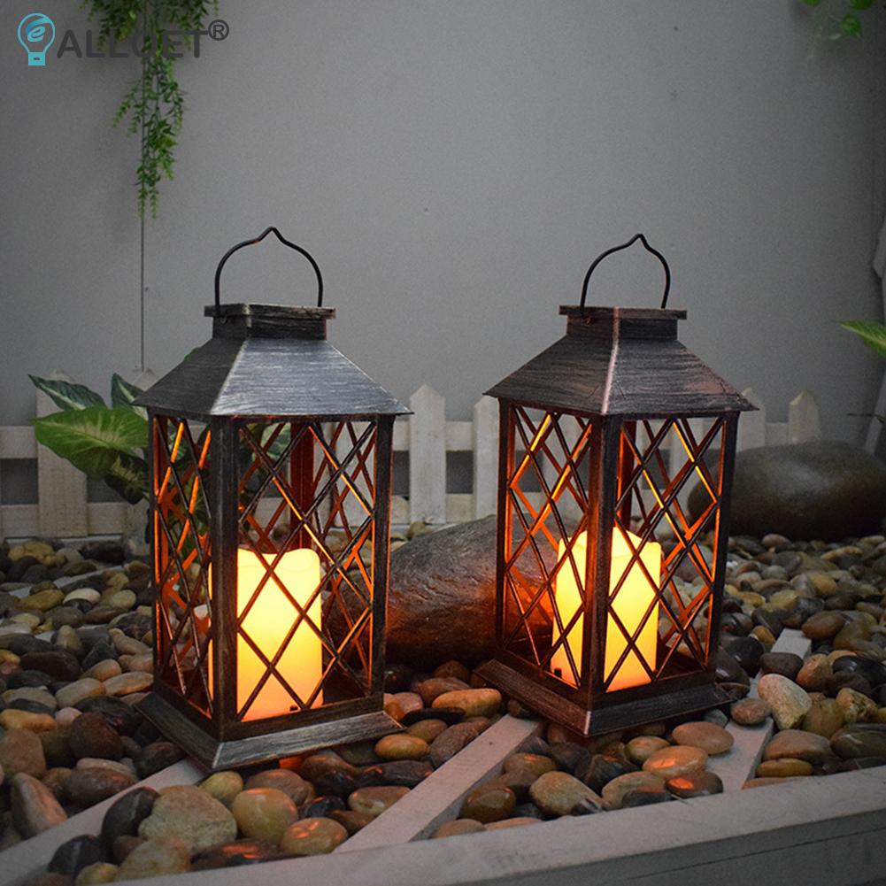 Retro Lantern Candle Twinkle Lamp LED Solar Light Waterproof