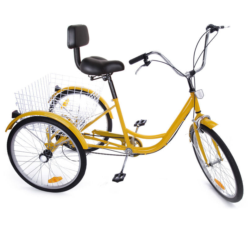 Promotion  24 Inch Adult Tricycle Trike 3 Wheel Bike 6 Speed Shift + Shopping Basket