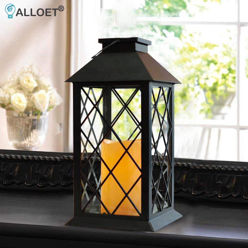 Retro Lantern Candle Twinkle Lamp LED Solar Light Waterproof