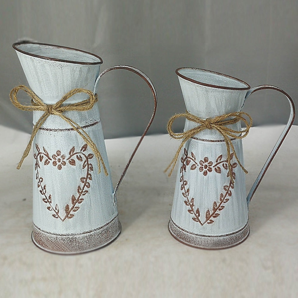 Vintage Garden Metal Flower Vases