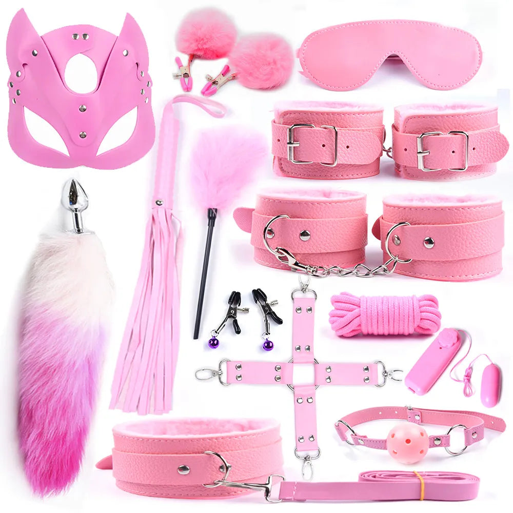 40CM Long Fox Tail Anal Plug BDSM Sex Bondage Adult Sex Toys for Women Sex Handcuffs Whip Mask Adult Games