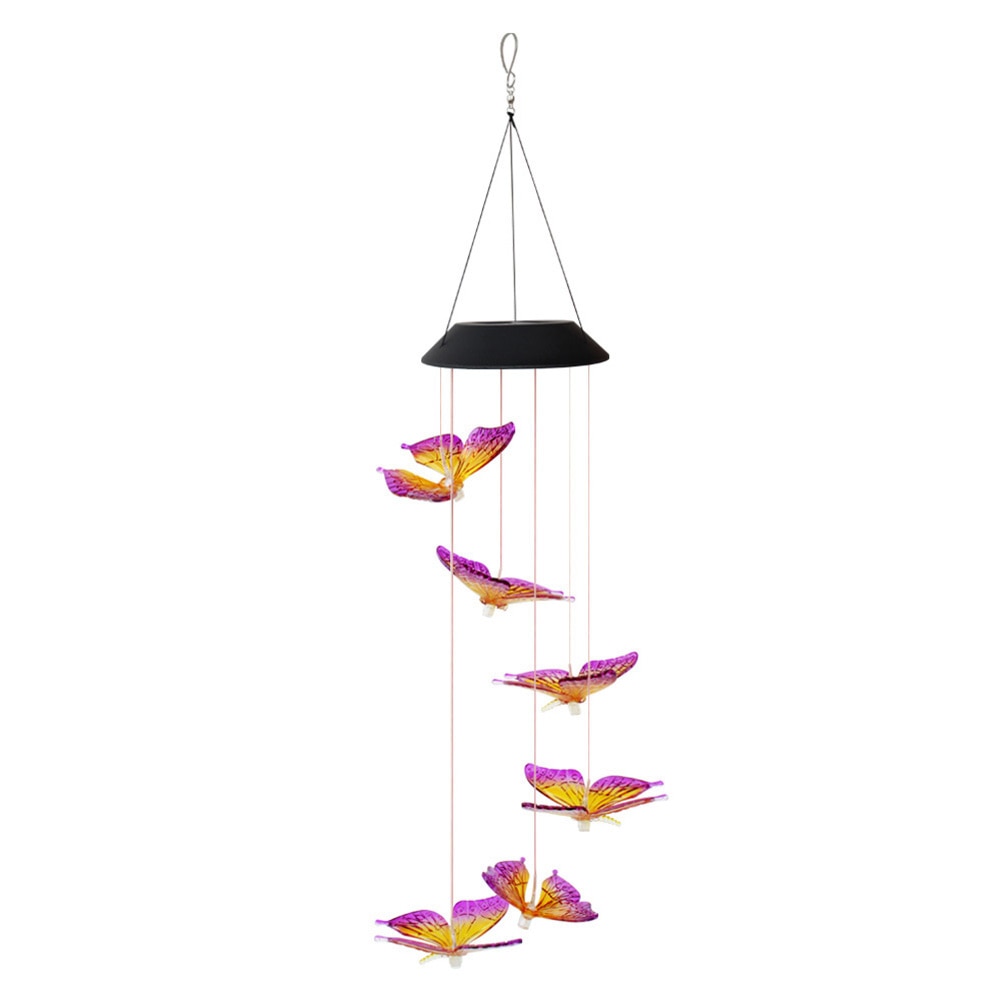 LED Solar Wind Chimes Color Changing Butterfly Hanging Light