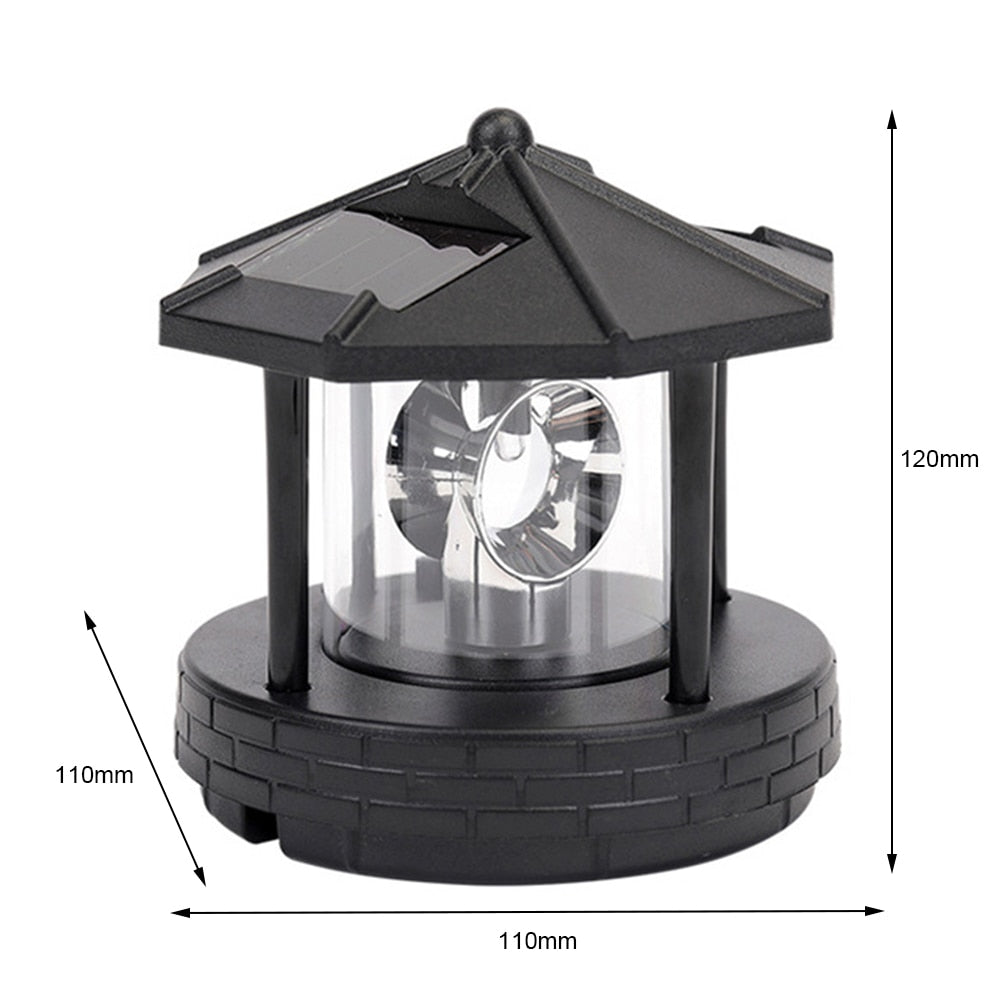 Solar Lights Lighthouse Shape Light Plastic LED Rotating   Beacon Beam Lamp