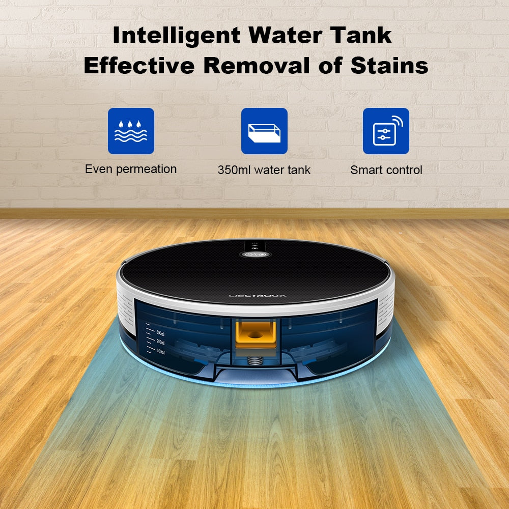 LIECTROUX C30B Robot Vacuum Cleaner Smart Mapping,App & Voice Control,6000Pa Suction,Wet Mopping,Floor Carpet Cleaning & Washing