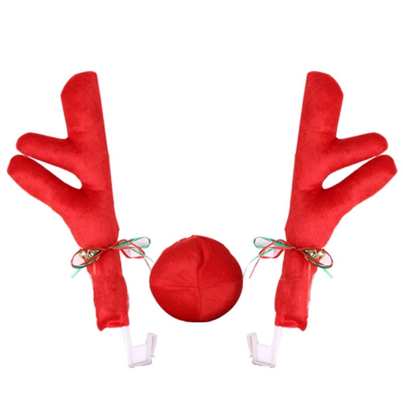 Christmas Car Accessories Decoration Reindeer Antlers &amp; Red Nose Pendant Christmas Ornament   Decoration Kit For Car