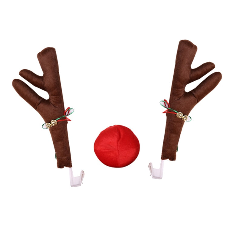 Christmas Car Accessories Decoration Reindeer Antlers &amp; Red Nose Pendant Christmas Ornament   Decoration Kit For Car