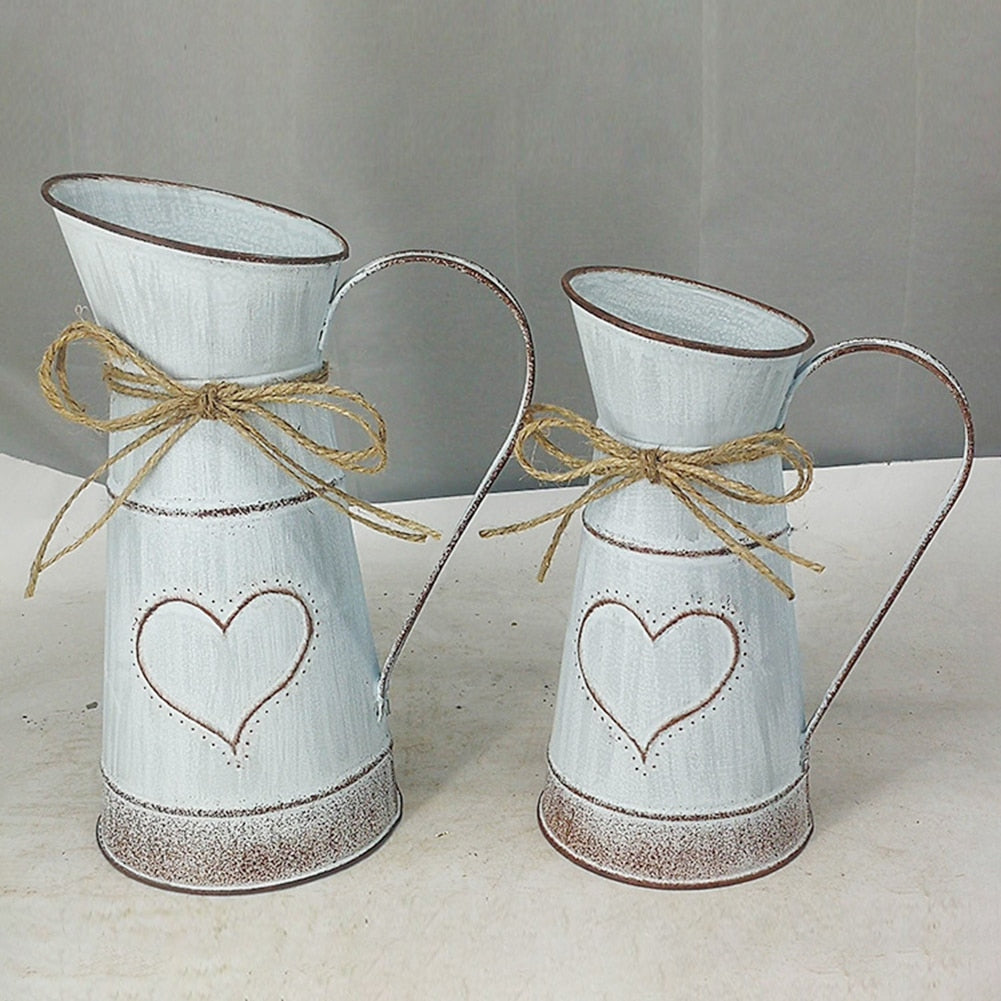 Vintage Garden Metal Flower Vases