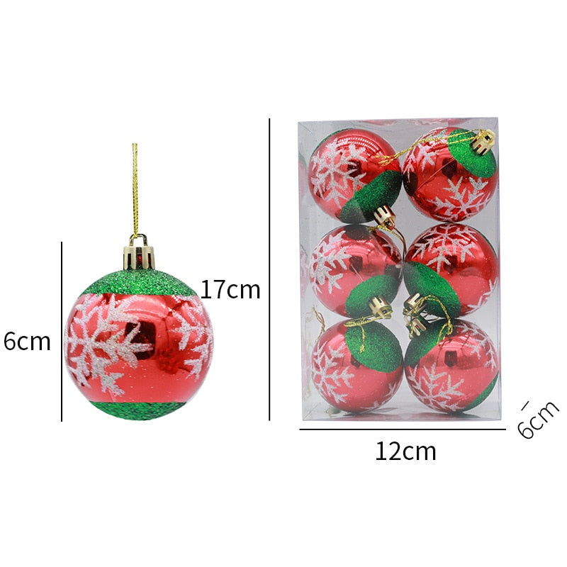 6pcs 6cm Painted Christmas Ball Christmas Tree Ornament