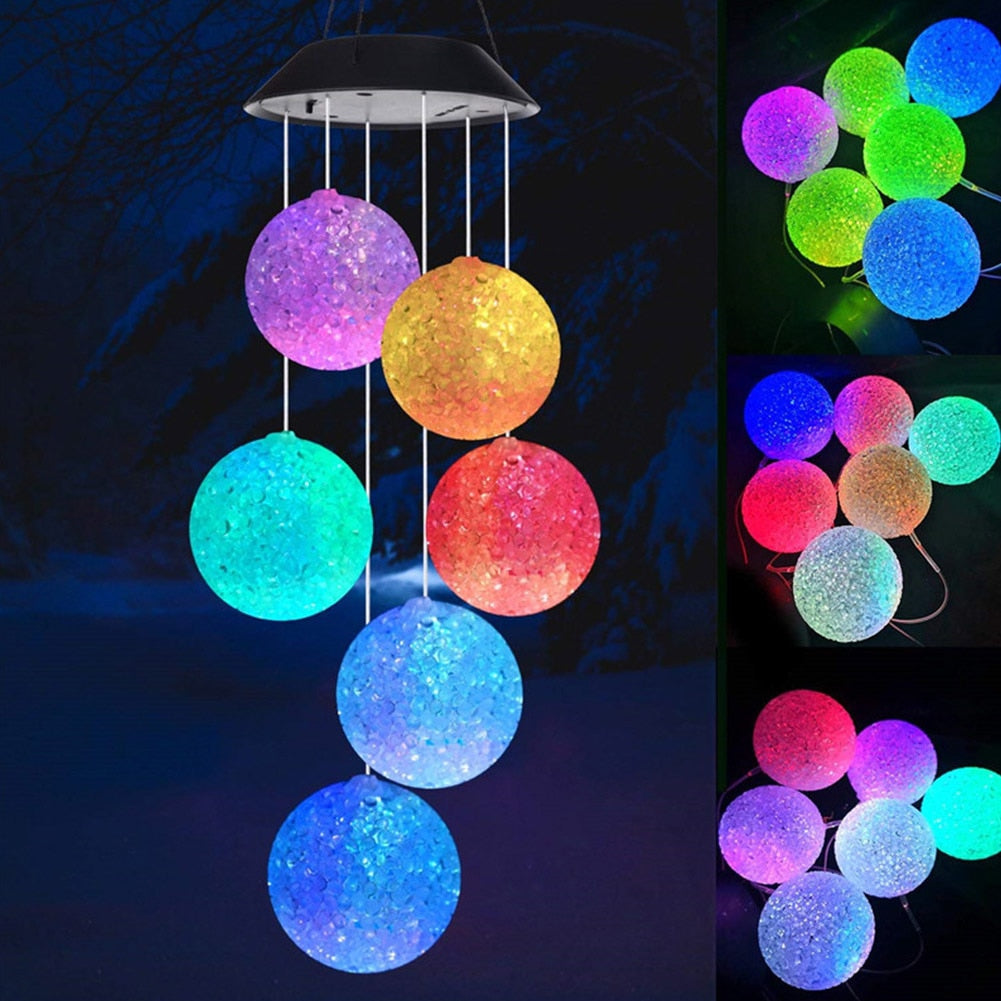 Solar Powered Outdoor LED Solar Round Ball Wind Chime