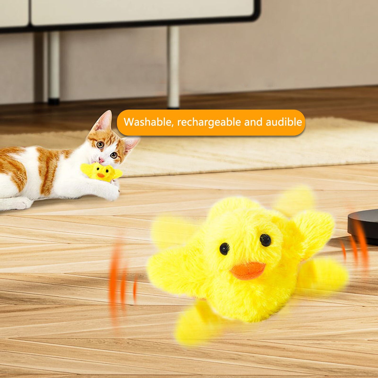 Plush Duck Toy Cat Interactive Chasing Toys  Physical Exercise Game Supply