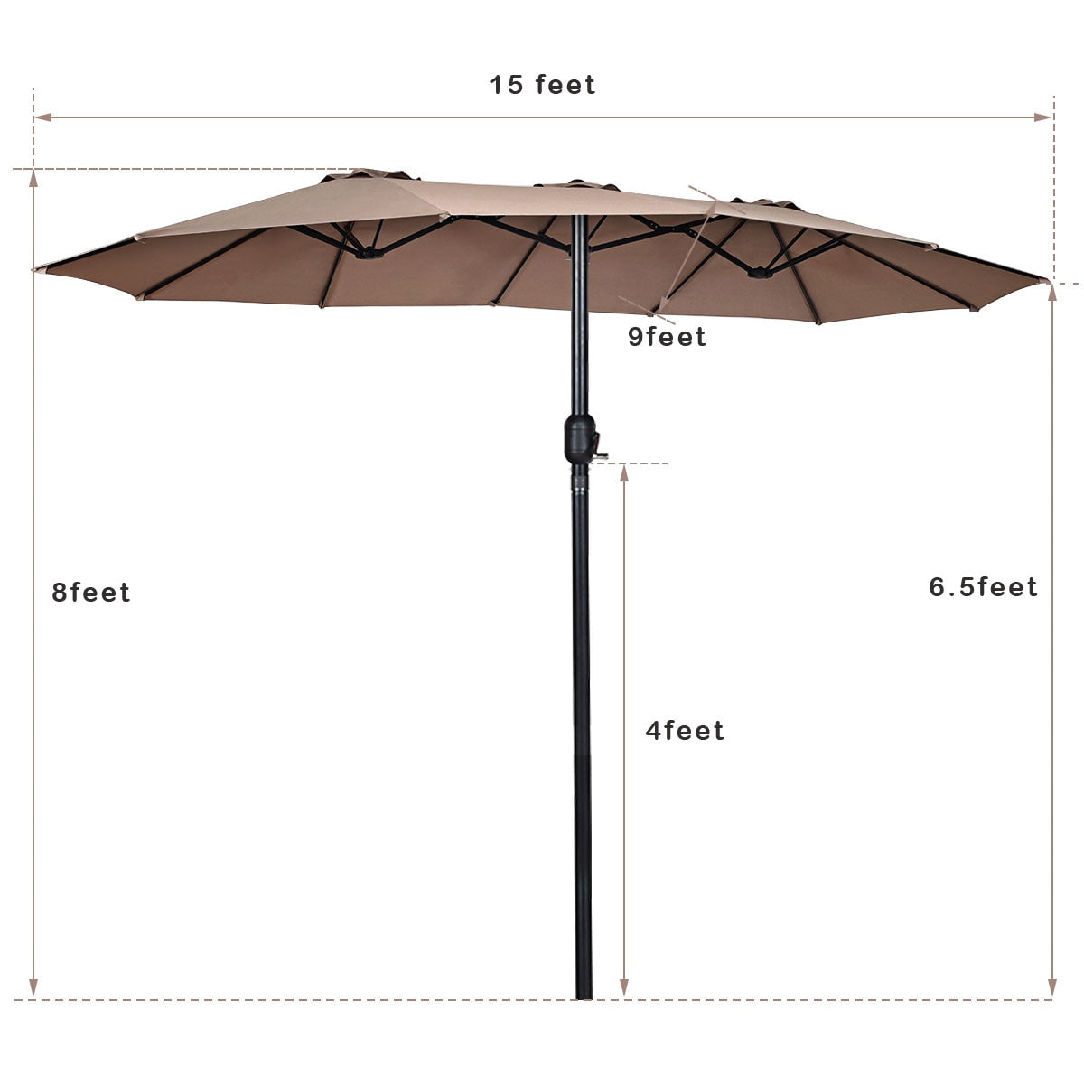 Costway 15' Outdoor Twin Patio Umbrella with Crank - northstarhomeandgarden