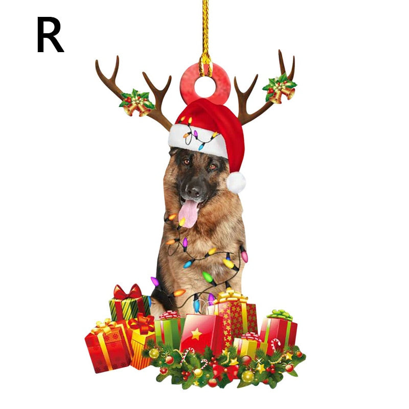 Christmas Resin Dog Ornament Tree Hanging Pendant