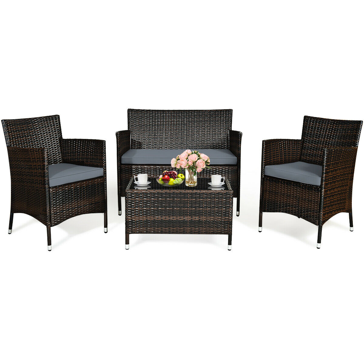 4PCS Rattan Patio Furniture Set - northstarhomeandgarden