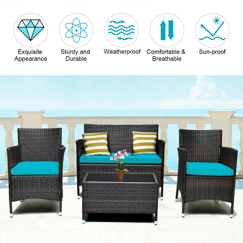 4PCS Rattan Patio Furniture Set - northstarhomeandgarden