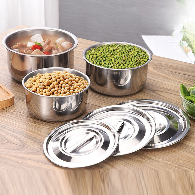 3pcs Stainless Steel Soup Pot Stock Pot Set with Lid