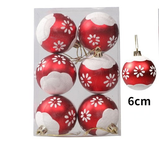 6pcs 6cm Painted Christmas Ball Christmas Tree Ornament