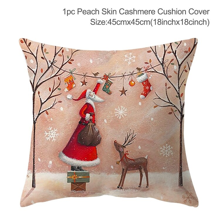 Christmas Elk Tree Cushion Cover Merry Christmas Decorations For Home 2023