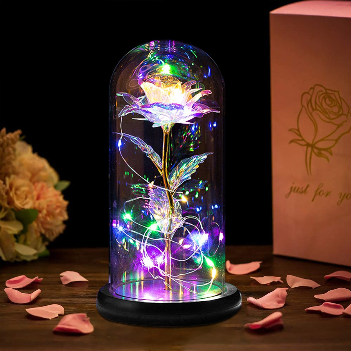 Gold Foil Galaxy LED Rose Night Light