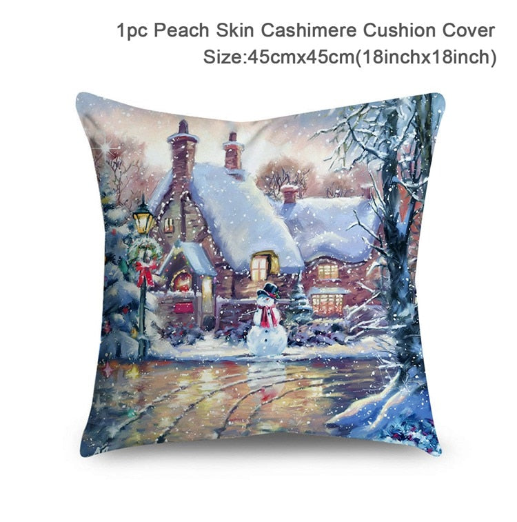 Christmas Elk Tree Cushion Cover Merry Christmas Decorations For Home 2023