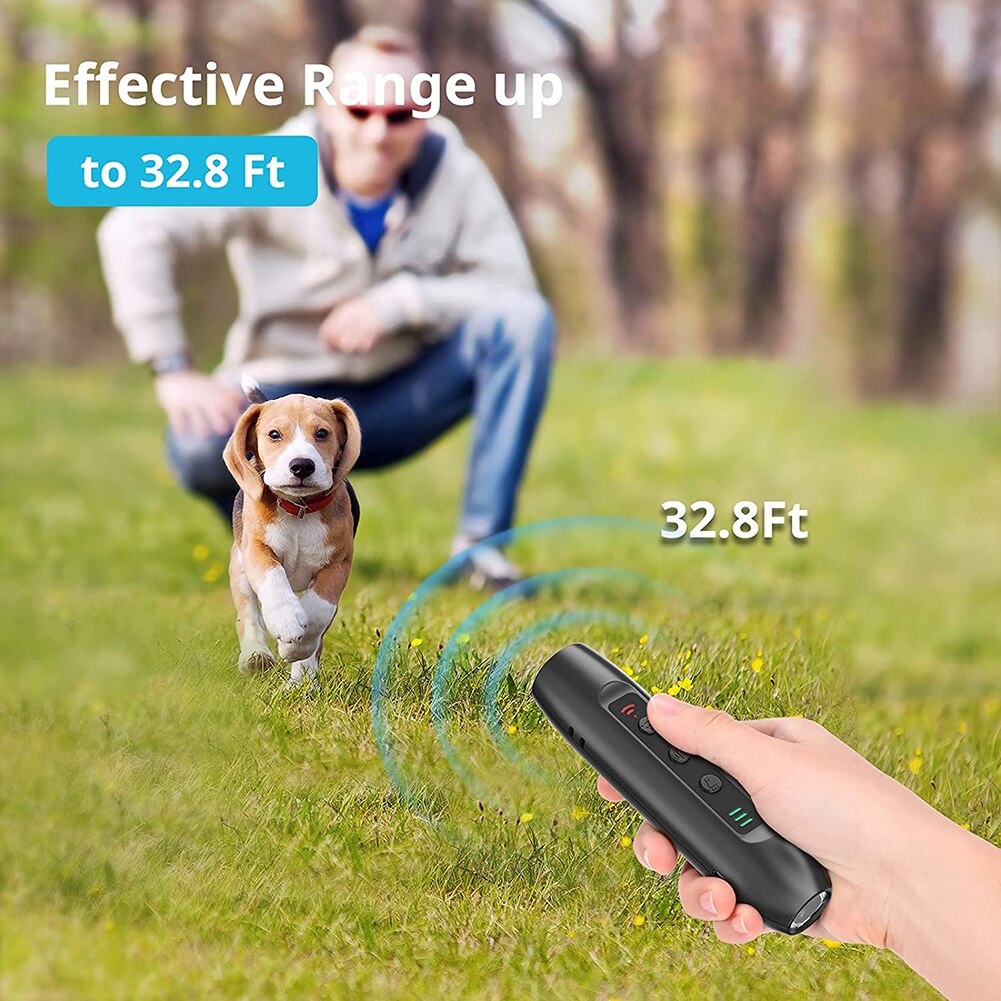 Ultrasonic Dog Repeller Rechargeable Plastic Electronic Training Devices with LED Flashlight