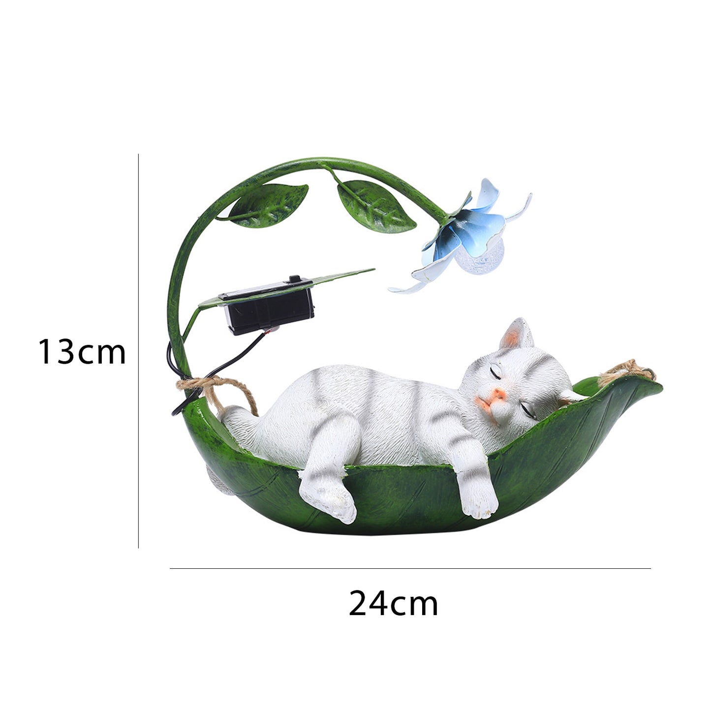 Solar Animal Figurines Decorative Lamp/ Luminous Resin Cat Sculpture Night Lamp