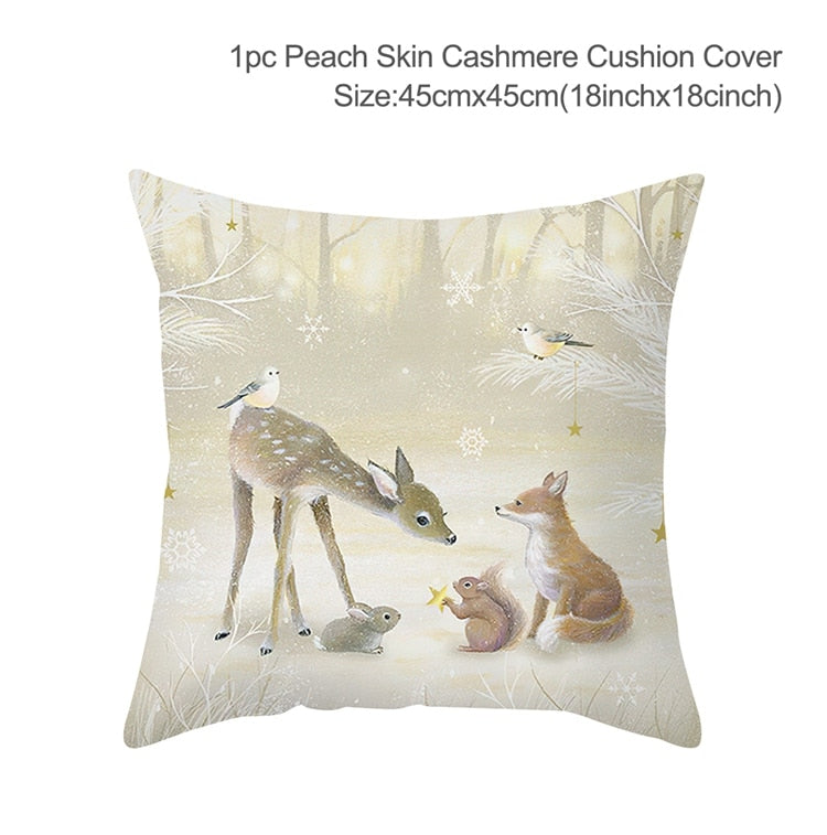 Christmas Elk Tree Cushion Cover Merry Christmas Decorations For Home 2023