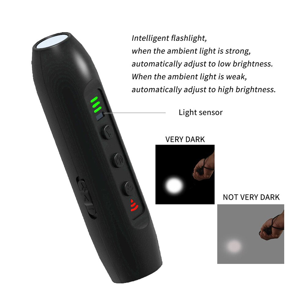 Ultrasonic Dog Repeller Rechargeable Plastic Electronic Training Devices with LED Flashlight