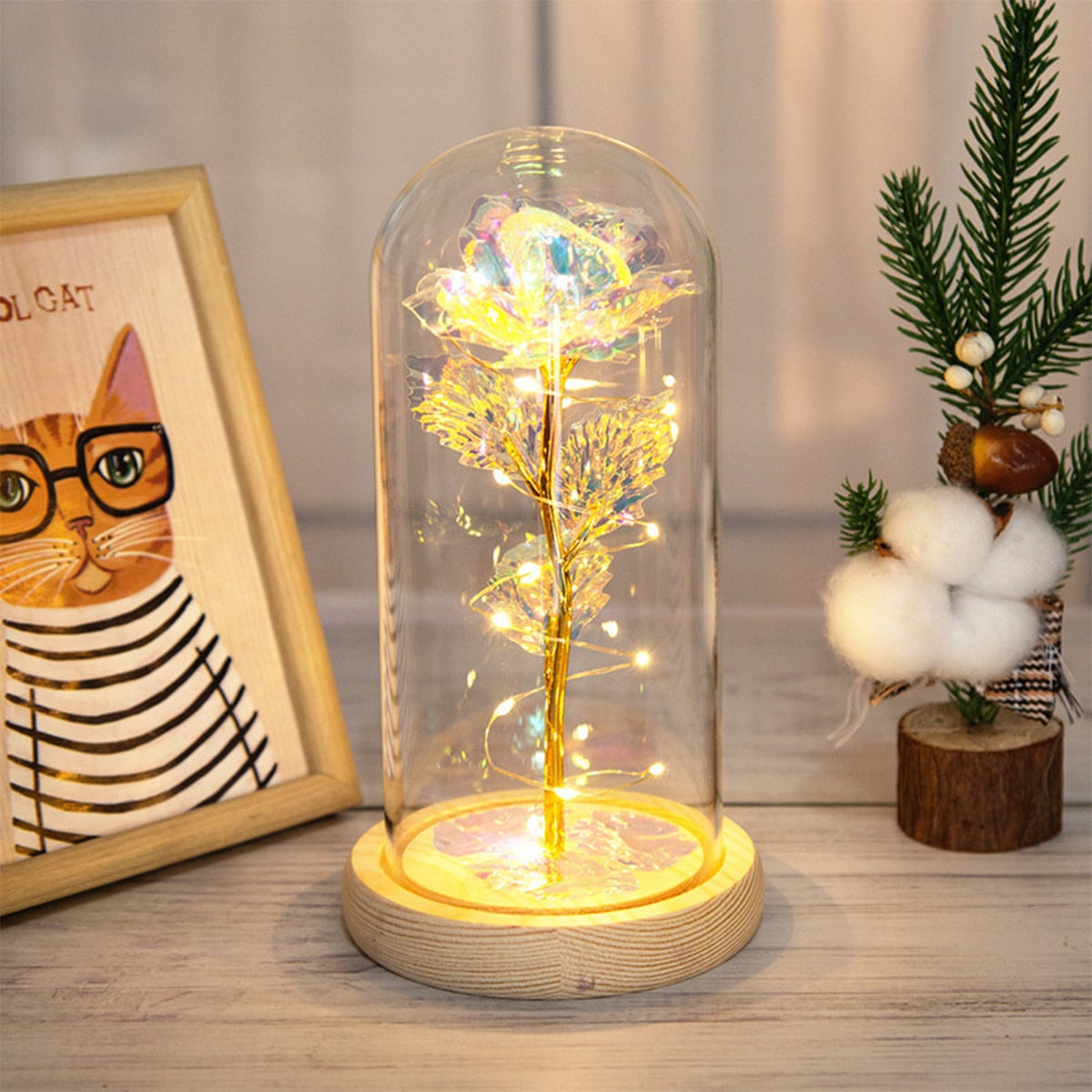 Gold Foil Galaxy LED Rose Night Light