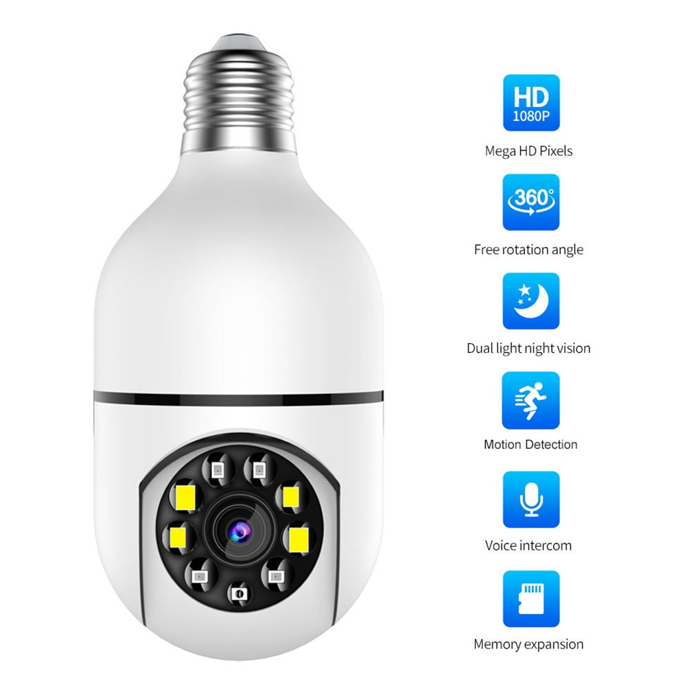 E27 Surveillance Camera LED Light Bulb Socket 360° WiFi