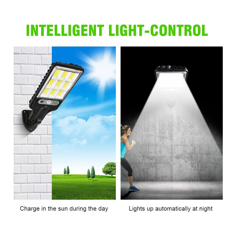 LED Solar Powered Light Outdoor Motion Sensor Sunlight Waterproof Wall Emergency Street Security Lamp For Garden Patio Path Yard