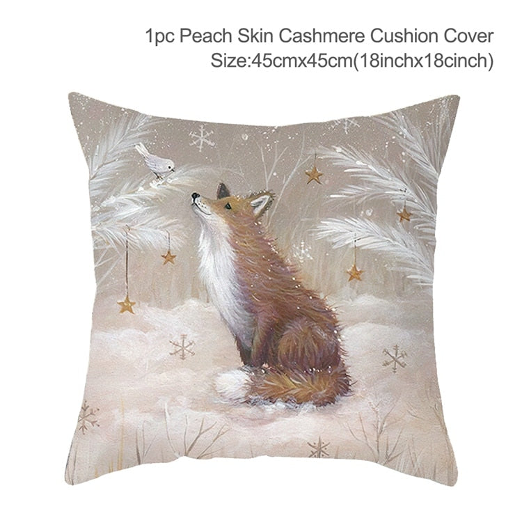 Christmas Elk Tree Cushion Cover Merry Christmas Decorations For Home 2023