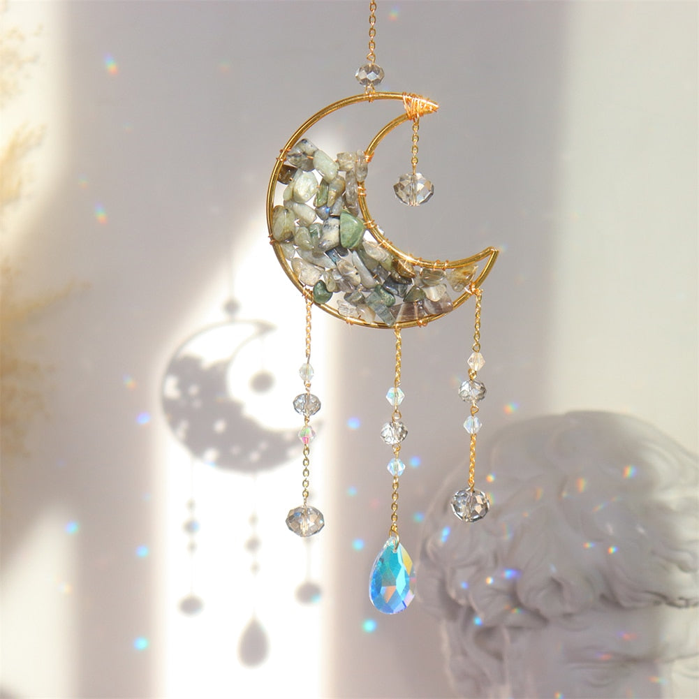 Metal Moon Crystal Light Collection Pendant