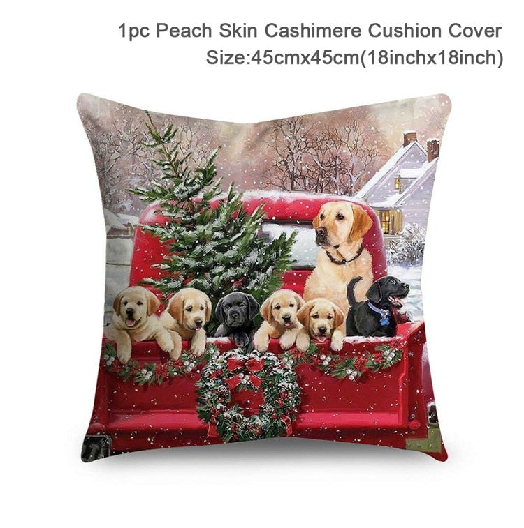 Christmas Elk Tree Cushion Cover Merry Christmas Decorations For Home 2023