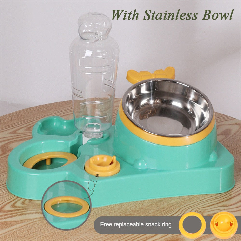 Automatic Pet Bowl   Food Water Feeder 4In1 Dispenser With Neck Protection