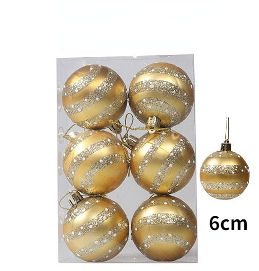 6pcs 6cm Painted Christmas Ball Christmas Tree Ornament