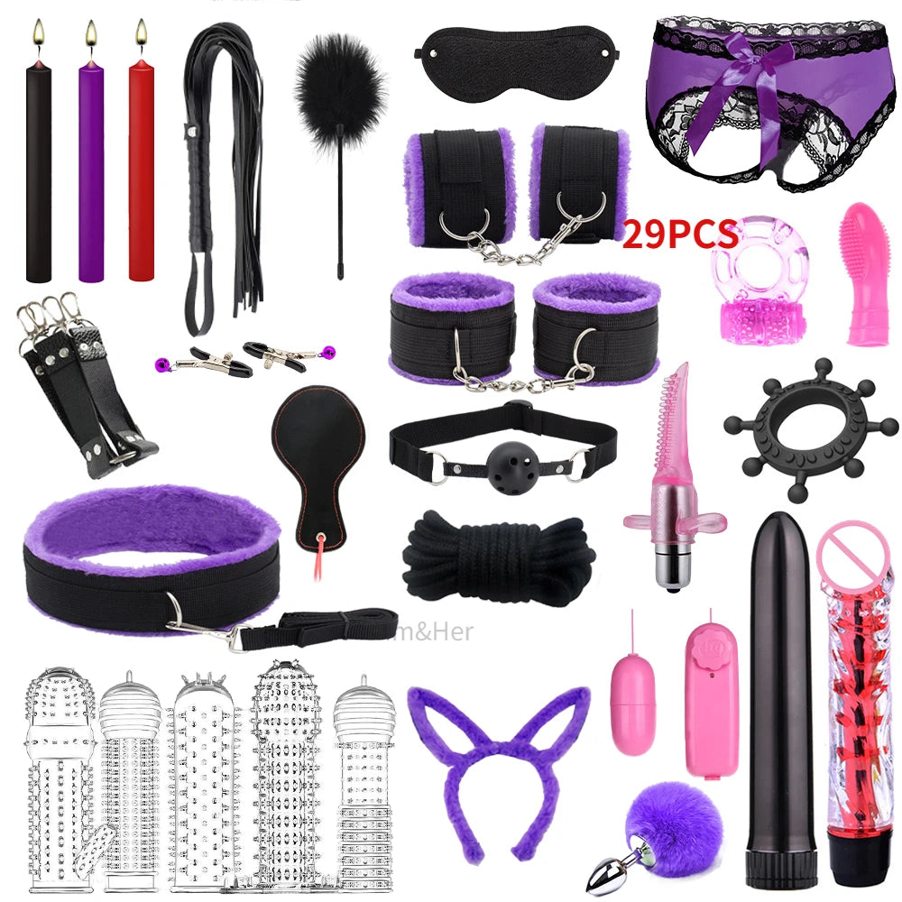 2023 NEW Vibrator Sexlove Suit Adult sex toys Bondage handcuffs whip mask sex metal anal plug female male adult Pornographic +18