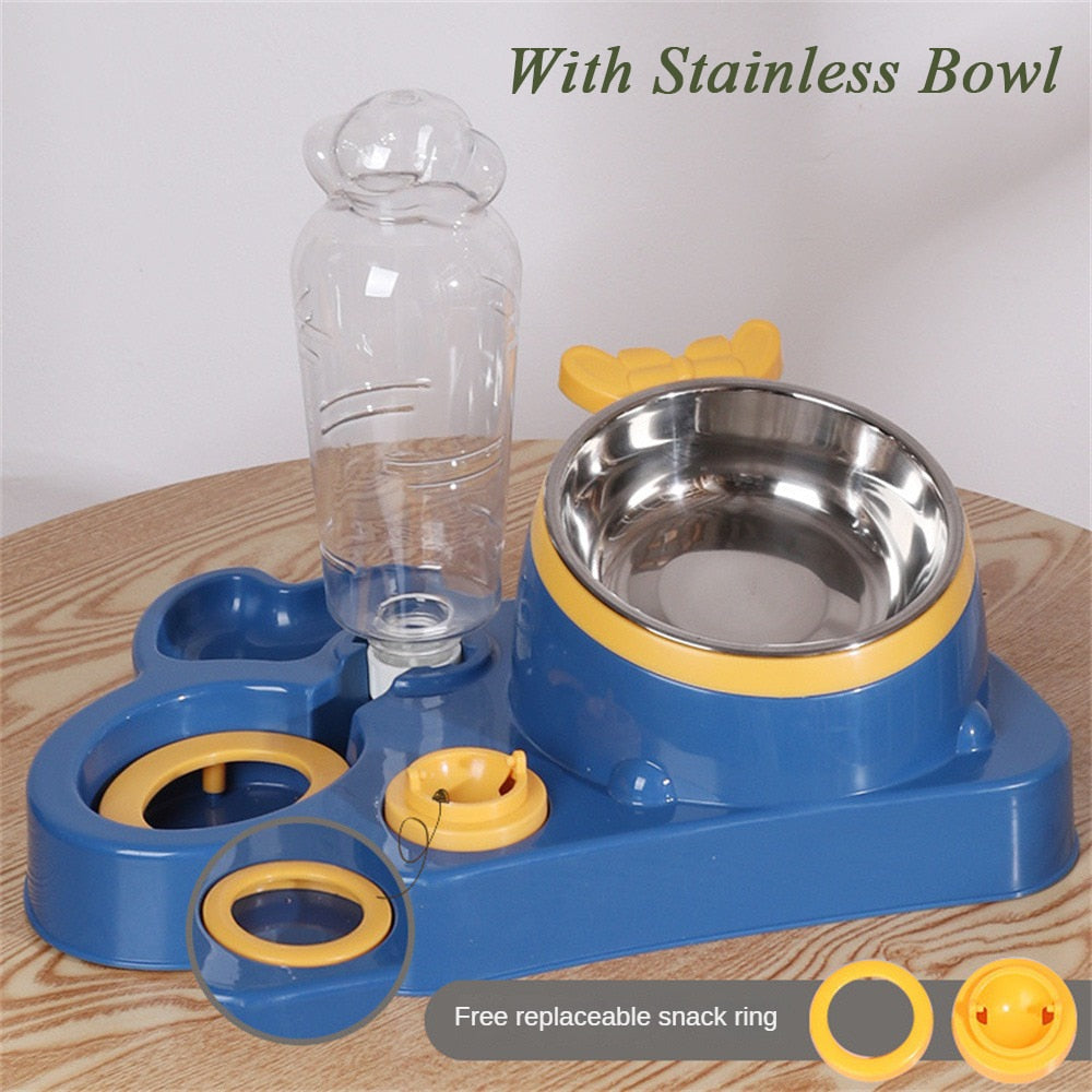 Automatic Pet Bowl   Food Water Feeder 4In1 Dispenser With Neck Protection