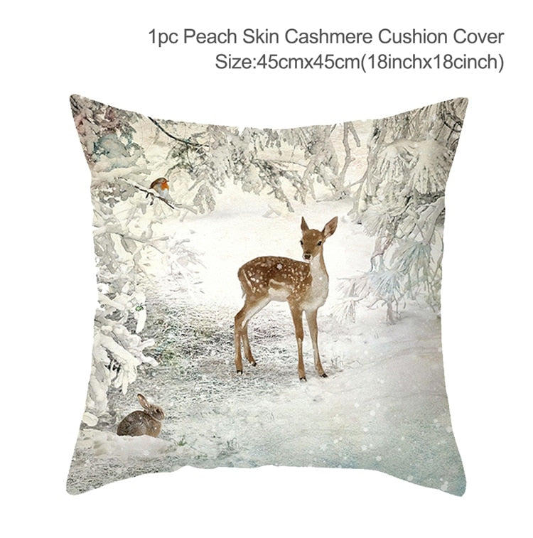 Christmas Elk Tree Cushion Cover Merry Christmas Decorations For Home 2023