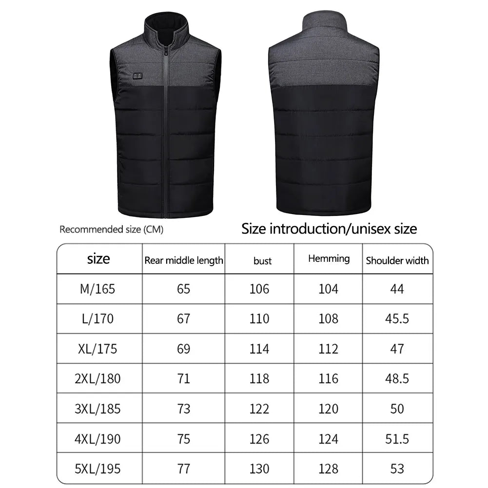 9-13 Areas Heated Vest Jacket for Men Women Coat USB Electric Heating