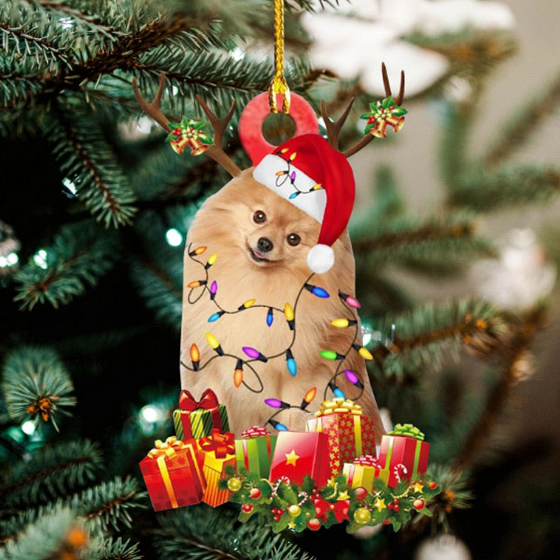 Christmas Resin Dog Ornament Tree Hanging Pendant