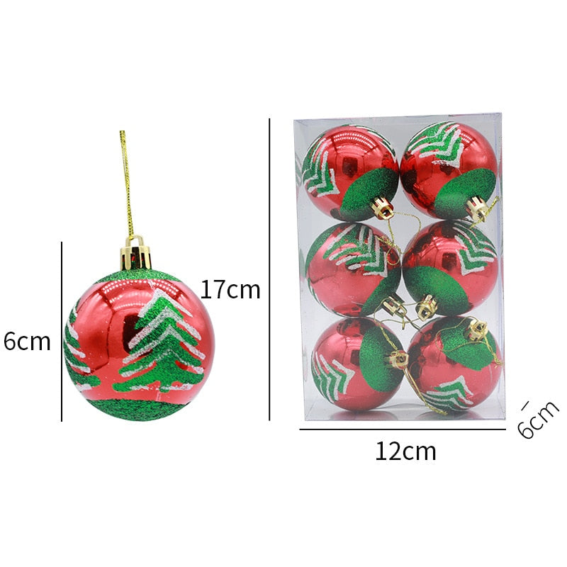 6pcs 6cm Painted Christmas Ball Christmas Tree Ornament