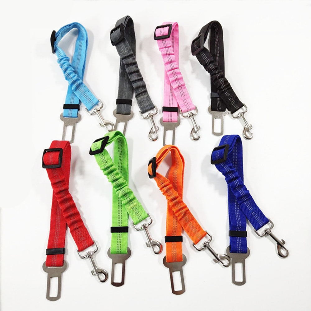 Dog Seat Belt Car Seatbelt Harness for Dogs Adjustable Durable Nylon Reflective Bungee Fabric Tether Car Travel Supplies for Pet