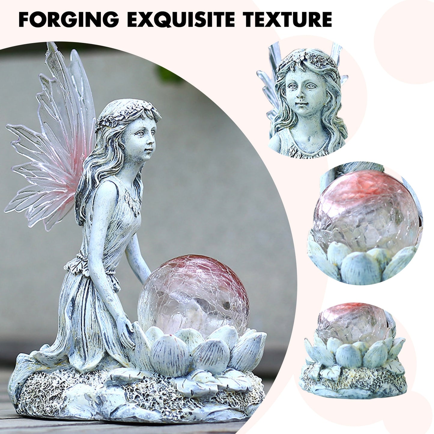 Solar Resin Flower Fairy Light Garden Statue Crafts